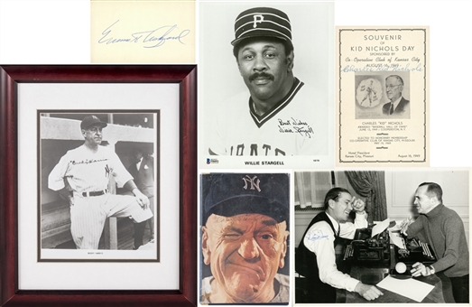 Lot of (6) Baseball Hall of Famers Signed Cuts & Photos With 6 Signatures Including Willie Stargell & Casey Stengel (Beckett)